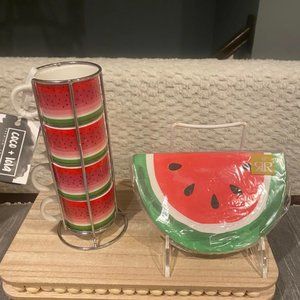 Coco & Lola set of 4 watermelon espresso cups & pack of 40 watermelon napkins